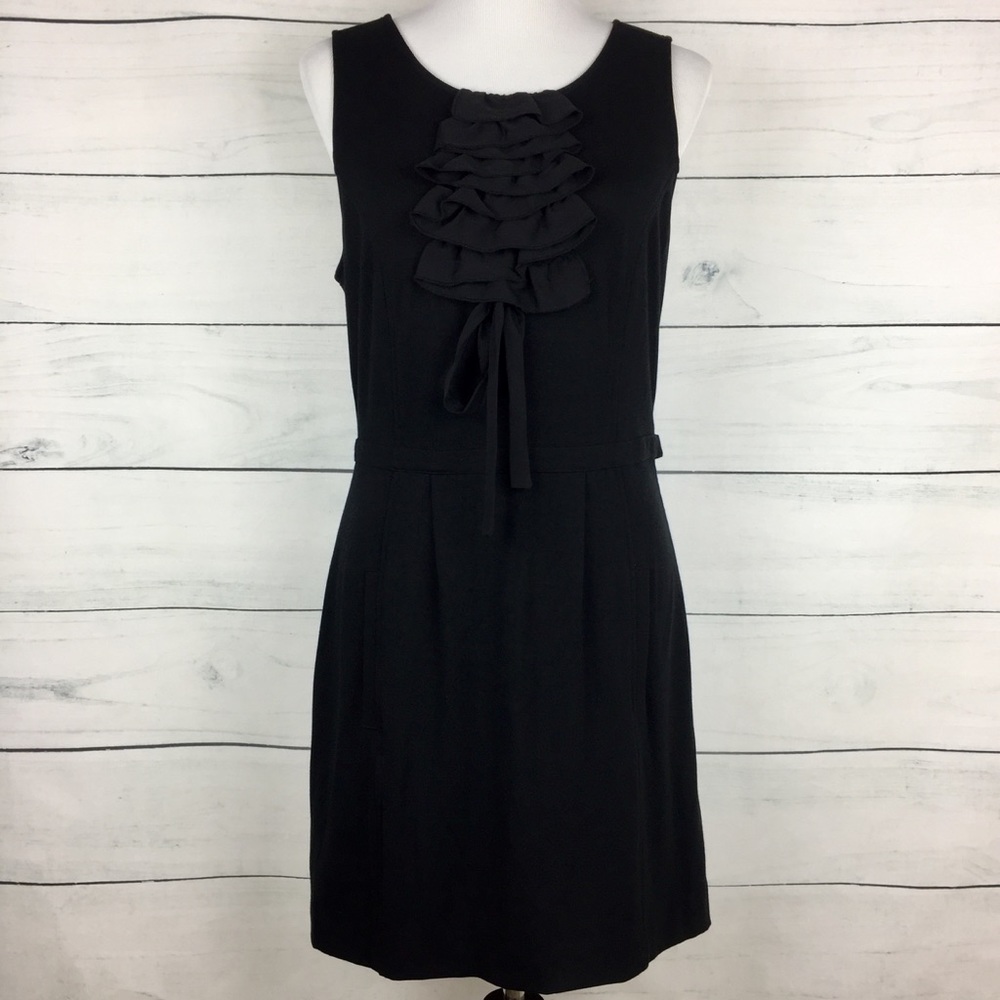 Anthropologie Leifsdottir Ruffle Bib Black Dress